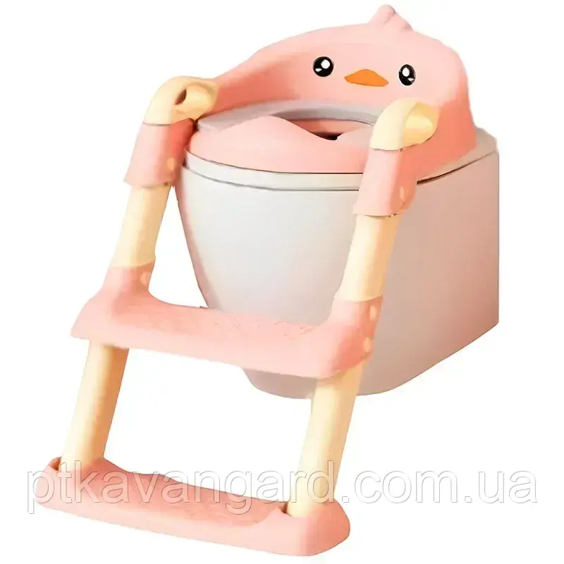 Дитяче сидіння для унітазу зі сходинкою "Bimbo" Каченя рожевий, фото 1