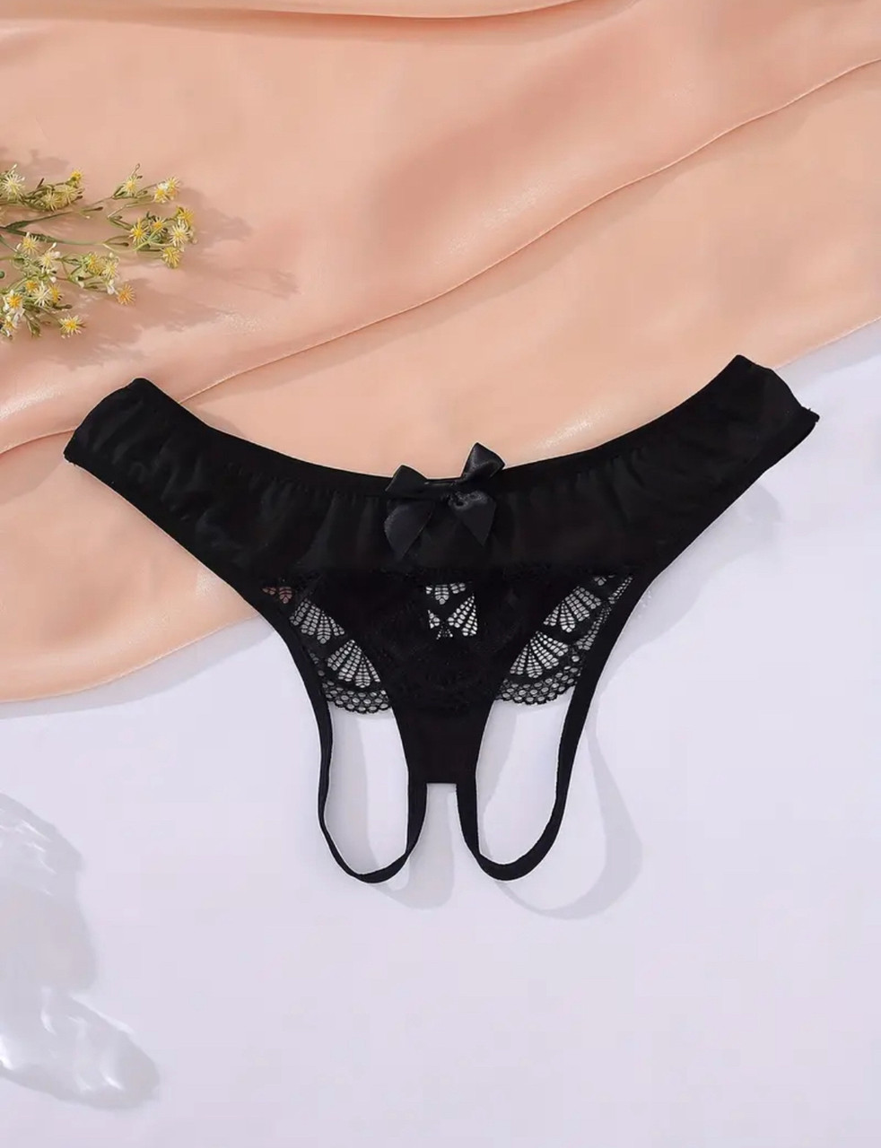 Ажурні трусики з доступом (чорний, р.XXXL)