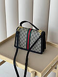 Сумочка жіноча Gucci Ophidia Web Small чорно-сірий (з пильовиком), фото 3