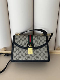 Сумочка жіноча Gucci Ophidia Web Small чорно-сірий (з пильовиком)