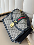 Сумочка жіноча Gucci Ophidia Web Small чорно-сірий (з пильовиком), фото 5