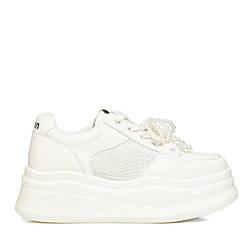 Кеди жіночі на платформі молочного відтінку Linda