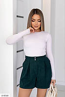 Шорти жіночі класичні ділові замшеві короткі завищена талія з кишенями арт 8817