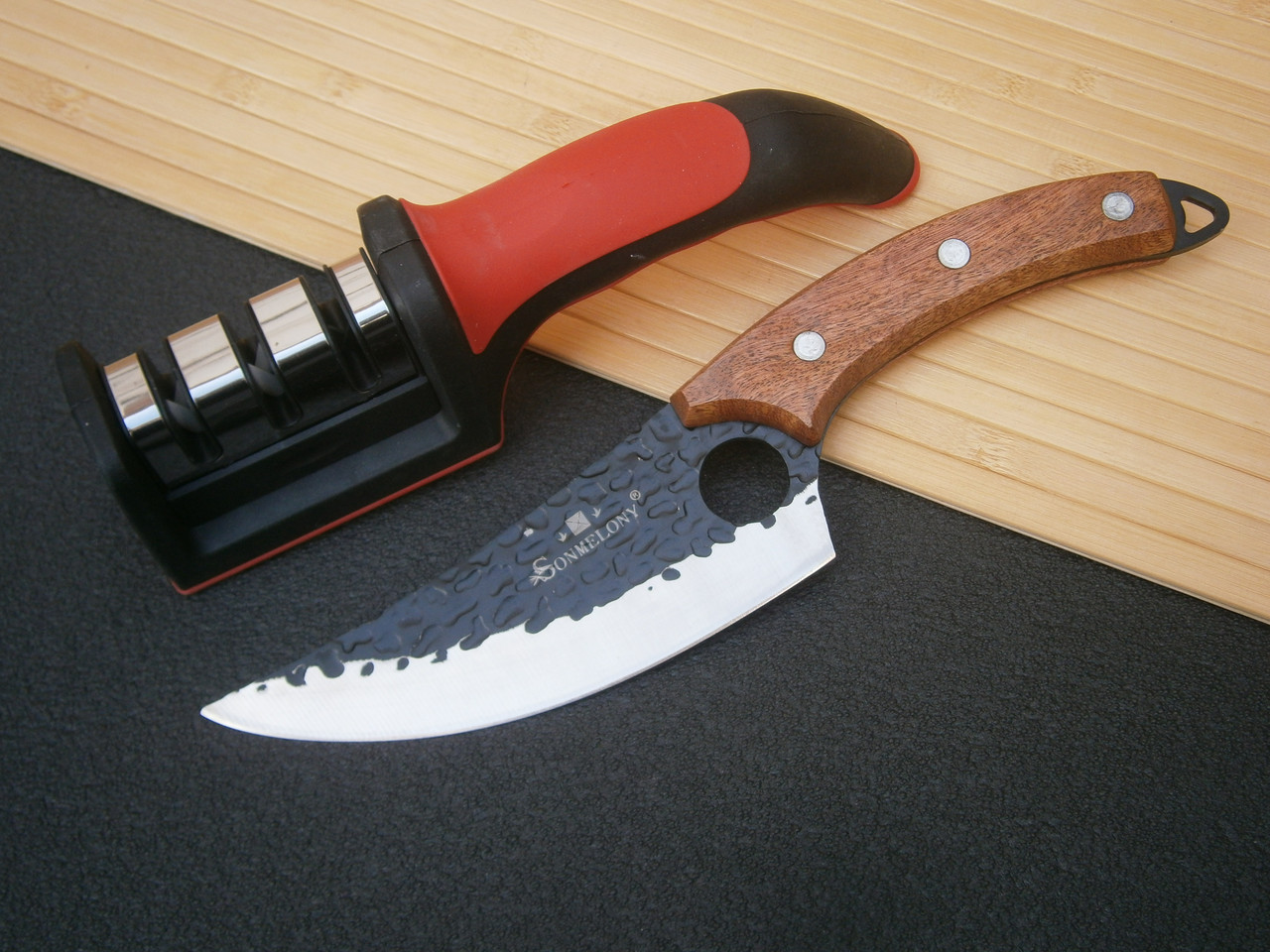 Ніж кухарський Шеф Sonmelony RT-34 Fultang 27см + подарунок Точилка для ножів Sharpener RS-168