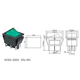 Перемикач клавішний KCD2-202N c підсвічуванням 220V (N) ON-ON 6 Pin, Жовтий, Чорний, фото 3