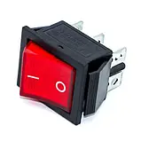 Перемикач клавішний KCD2-202N c підсвічуванням 220V (N) ON-ON 6 Pin, Червоний, Чорний, фото 2