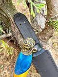 Ексклюзивний кортик ручної роботи з дамаської сталі «Герой #3» зі шкіряними піхвами., фото 7
