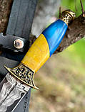 Ексклюзивний кортик ручної роботи з дамаської сталі «Герой #3» зі шкіряними піхвами., фото 6
