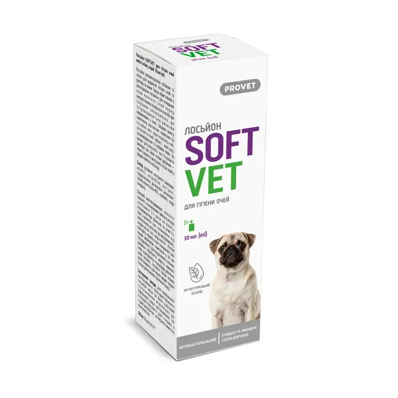 Лосьйон-спрей очної для котів і собак для гігієнічної обробки очей 30 мл PROVET SoftVet Природа, фото 1