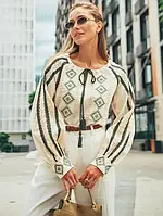 Жіноча вишиванка домотканий льон білий з бездоганною вишивкою S, M, L