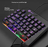 Одноручна ігрова клавіатура Limeide GK103S з RGB підсвічуванням, 35 клавіш, дротова, USB, для ПК, ноутбука, смартфона, фото 2