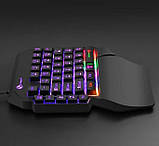 Одноручна ігрова клавіатура Limeide GK103S з RGB підсвічуванням, 35 клавіш, дротова, USB, для ПК, ноутбука, смартфона, фото 3