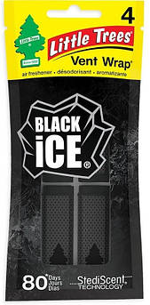 Ароматизатор автомобільний для вентиляційних отворів Little Trees, "Black Ice" (Чорний лід), в упаковці 4 шт.