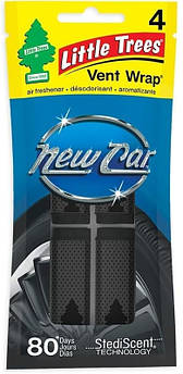 Ароматизатор автомобільний для вентиляційних отворів Little Trees, "New Car Scent" (Аромат нового автомобіля), в упаковці 4 шт.