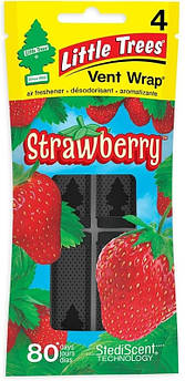 Ароматизатор автомобільний для вентиляційних отворів Little Trees, "Strawberry" (Полуниця), в упаковці 4 шт.