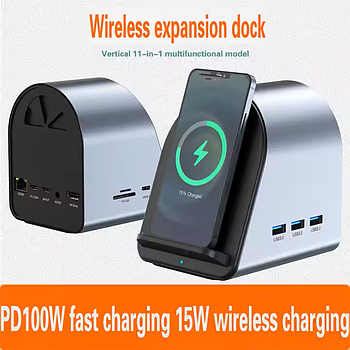 Хаб Док станція Deepfox-2211 13 в 1 USB Type-C концентратор з бездротовою зарядкою 11 портів