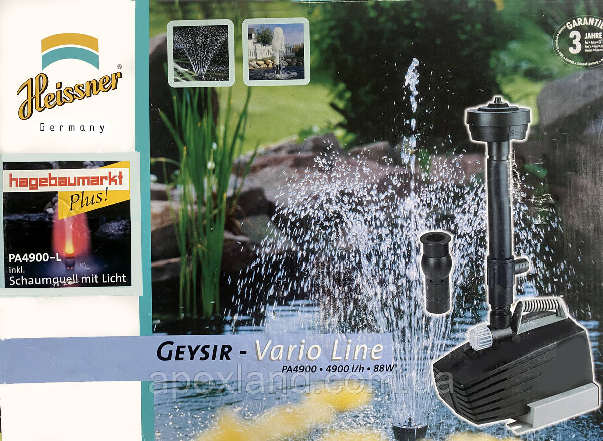 Фонтанний насос Heissner PA4900-L з підсвіткою (Geysir Vario Line)