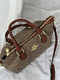 Жіноча сумка Coach Georgia Satchel Bag коричнево-бежевий Коуч через плече, фото 4
