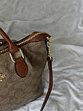 Жіноча сумка Coach Georgia Satchel Bag коричнево-бежевий Коуч через плече, фото 5