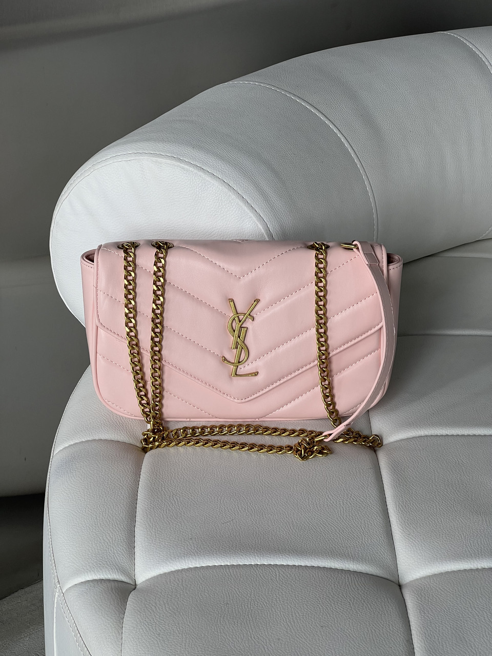 Жіноча сумка Yves Saint Laurent Loulou leather bag через плече рожевий лоран Medium size, фото 1