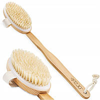 Щітка для сухого масажу тіла 4FIZJO 2 в 1 з натуральним ворсом та дерев'яною ручкою (P-5907739315090)