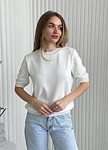 Жіноча футболка в'язана молочна ART KNIT