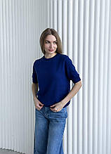 Жіноча футболка в'язана синя ART KNIT