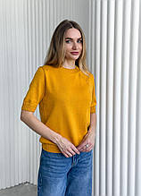 Жіноча футболка в'язана гірчиця ART KNIT