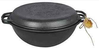 Котел WOK вузбекський Maysternya з кришкою-сковородою 12 л d40 см чавун (V12CP)