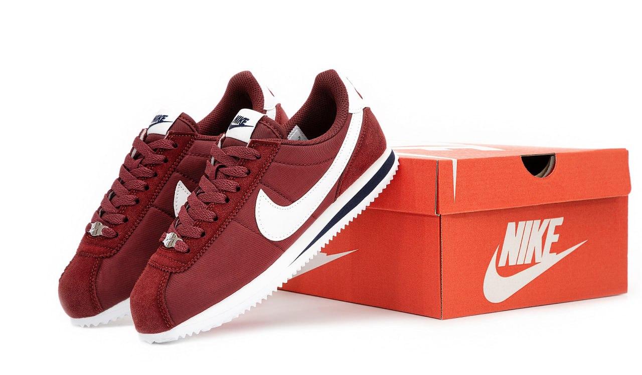 Жіночі бордові Кросівки Nike Cortez Classic, фото 1