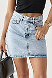 Коротка жіноча джинсова спідниця - блакитний цвет, S (є розміри), фото 4