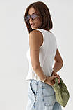 Трикотажний розкльошений топ - білий цвет, M (є розміри), фото 2