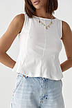 Трикотажний розкльошений топ - білий цвет, M (є розміри), фото 4