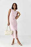 Облягаюча довга жіноча сукня міді без рукавів рожева турецька сукня в обтяжку, фото 2