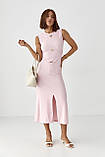 Облягаюча довга жіноча сукня міді без рукавів рожева турецька сукня в обтяжку, фото 3