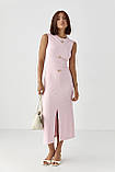 Облягаюча довга жіноча сукня міді без рукавів рожева турецька сукня в обтяжку, фото 4