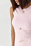 Облягаюча довга жіноча сукня міді без рукавів рожева турецька сукня в обтяжку, фото 5