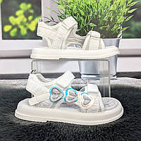 Босоніжки дитячі для дівчинки Фліп білі відкриті на липучках 5844