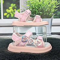 Босоніжки дитячі для дівчинки Фліп рожеві відкриті на липучках 5844