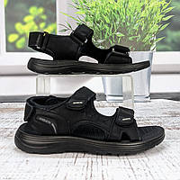 Босоніжки підліткові для хлопчика Maznlon чорні на липучках 5855