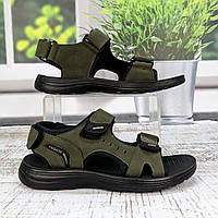 Босоніжки підліткові для хлопчика Maznlon хакі на липучках 5855