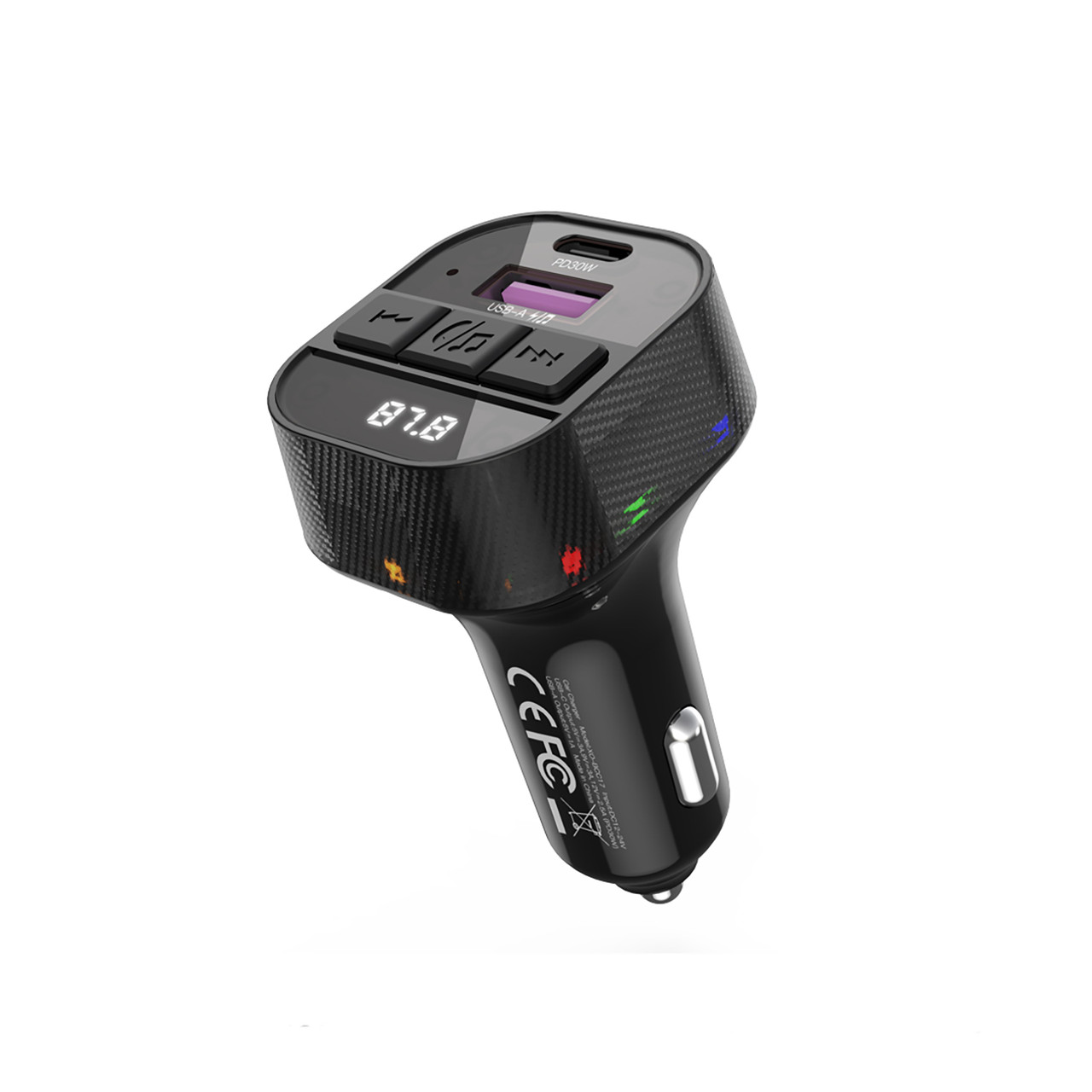 Bluetooth FM-трансмітер ХО BCC17 USB-A/USB-C PD30W  (BCC17.black)