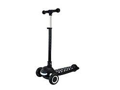 Самокат чорний 3-х колесний складний колеса PU LED арт.SC9026 ТМ 7TOYS