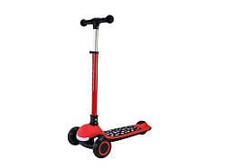 Самокат червоний 3-х колесний складний колеса PU LED арт.SC9026 ТМ 7TOYS