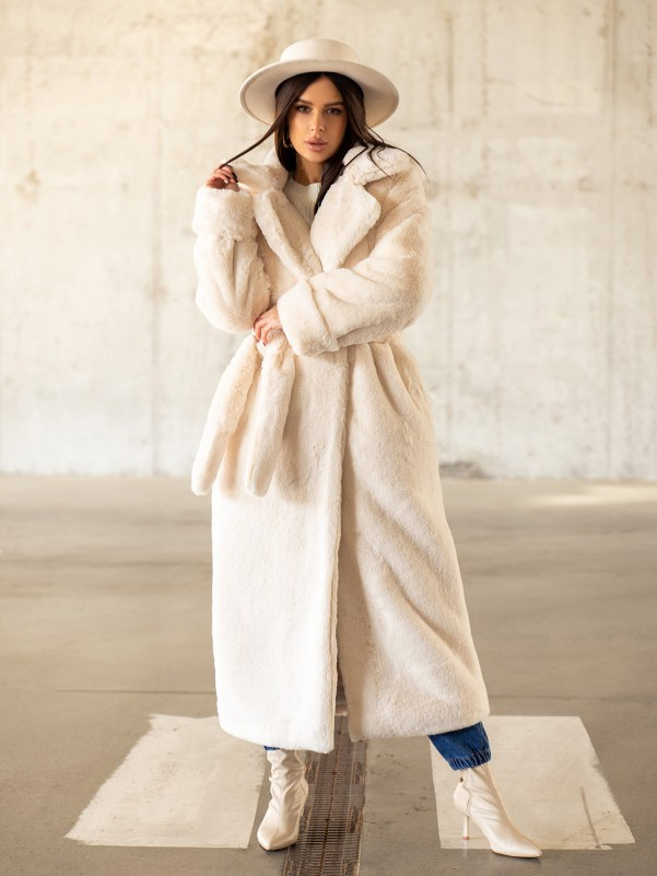 Пальто ISSA PLUS 13631 S молочне, фото 1