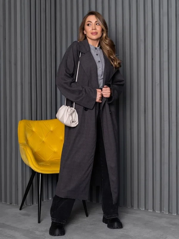 Пальто ISSA PLUS 14247 S темно-сіре, фото 1