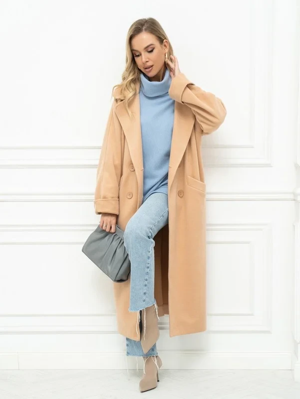 Пальто ISSA PLUS 14393 XL гірчичне, фото 1