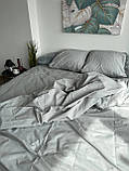 Комплект постільної білизни Ранфорс Світло-сірий Євро розмір 200х220, фото 2