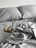 Комплект постільної білизни Ранфорс Світло-сірий Євро розмір 200х220, фото 6