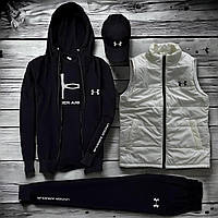 Новий брендовий демісезонний комплект із жилеткою Antur Андер для чоловіків стильний міський образ чорний